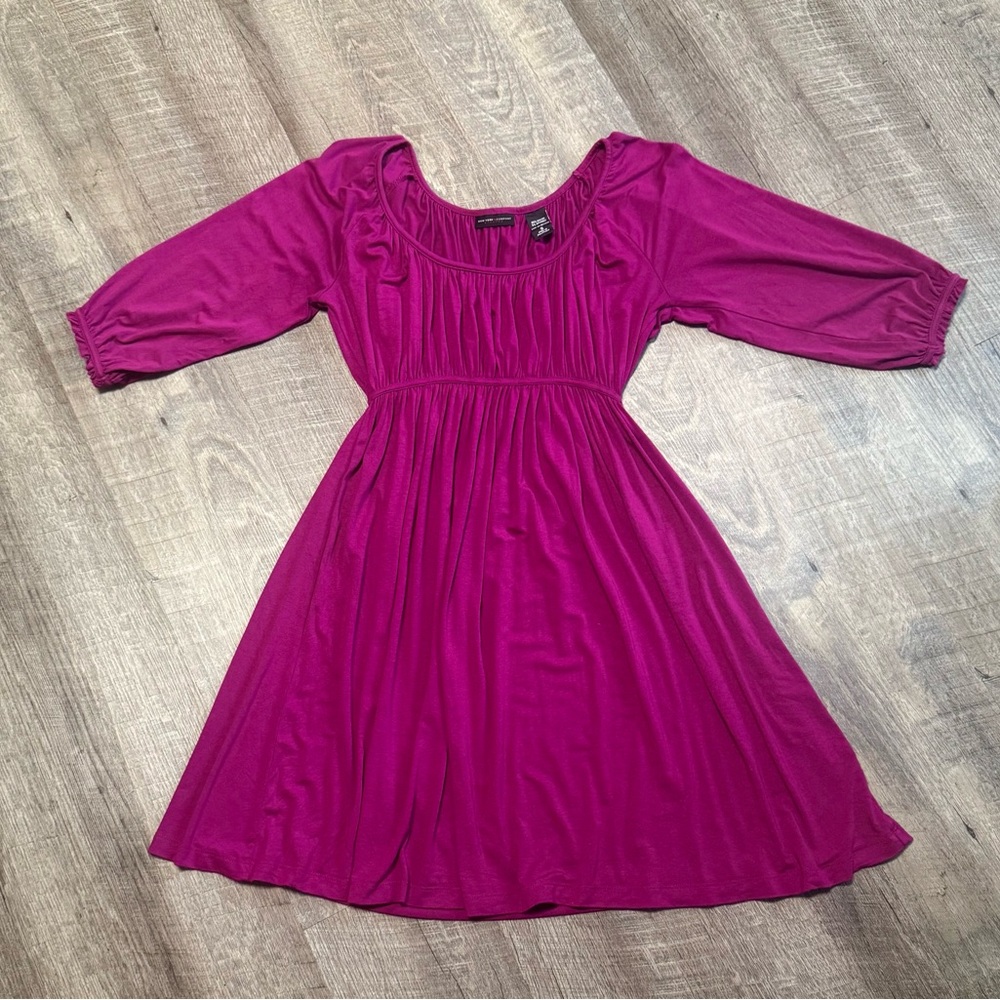 New York & Company women’s Magenta Scoop-Neck Fit-and-Flare Dress